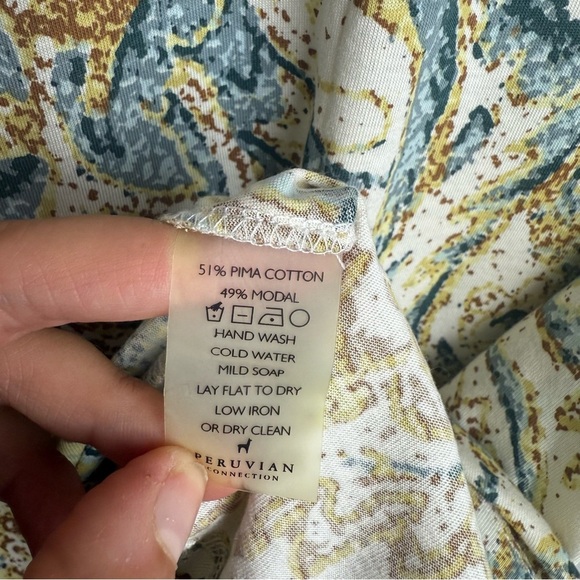 Peruvian Connection Trade Route Tunic Top Paisley Print 3/4 Sleeves Size Small - Picture 9 of 11